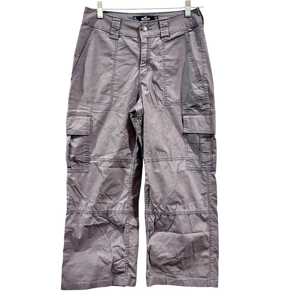 VTG Y2K Hollister Blue Gray Cargo Capris Festival Grunge Size 5 Short 27" Waist